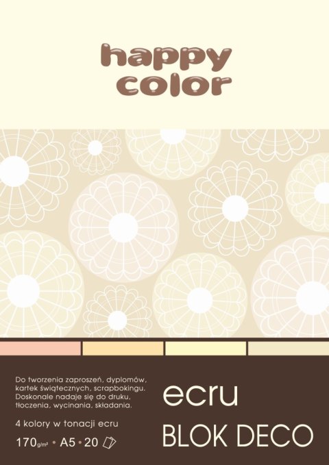 Blok Deco Ecru A5, 170g, 20 ark, 4 kol., Happy Color HA 3717 1520-092