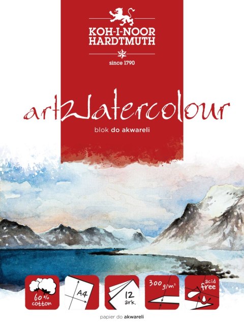 Blok akwarelowy ARTWATERCOLOUR A4 12 KARTEK 300G BLO-WATEA4 Koh i Noor
