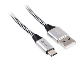 Kabel USB 2.0 TYPE-C A MALE 1m czarno-srebrny TRACER TRAKBK46265