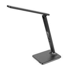 Lampka biurkowa czarna led Platinet 14W PDLU13 z zegarem, alarmem, termometrem i ładowarką USB