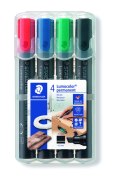 Marker Lumocolor, wodoodporny, ścięty, 4 kol. (2, 3, 5, 9) w etui box, Staedtler S 350 WP4