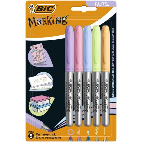 Marker permanentny BIC Intensity Pastel Blister 5szt, 942865