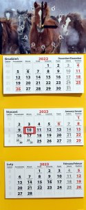 Kalendarz trójdzielny z ZEGAREM standardowy mix wzorów 2023 KALTOM