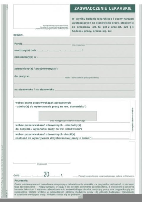 Zaśw.Lekarskie typ-1 A5 851-3