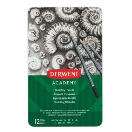 Ołówki do rysowania Academy, w pudełku metalowym, 12 szt. (6B-5H), 2301946
