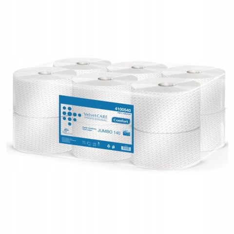 Papier toaletowy celuloza, 2 warstwy, biały, 140m - 1120 listków (12szt) VELVET PROFESSIONAL JUMBO 4100540