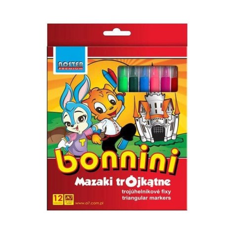 Flamastry 12kol.BONNINI trójkatne MAZ5 A7