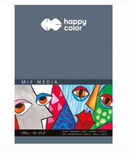 Blok MIX MEDIA, ART, A3, 25 ark, 200g, Happy Color HA 3720 3040-A25