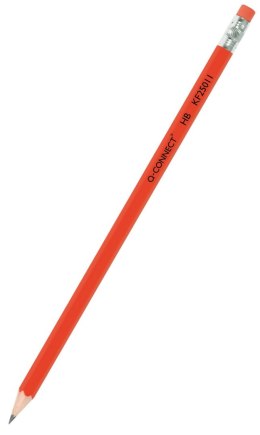 Ołówek drewniany z gumką HB, lakierowany, czerwony, typu Q-CONNECT KF25011