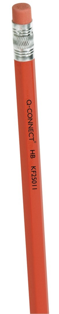 Ołówek drewniany z gumką HB, lakierowany, czerwony, typu Q-CONNECT KF25011