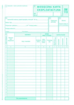 803-3 Miesięczna kart.eksplat* cyjna SM-113 MICHALCZYK I PROK