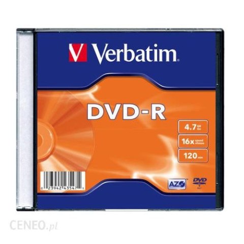 Płyta DVD-R VERBATIM SLIM 4.7GB x16 43557