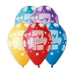 Balon gumowy GODAN HAPPY BIRTHDAY (5 szt.) biały TITANUM 435876