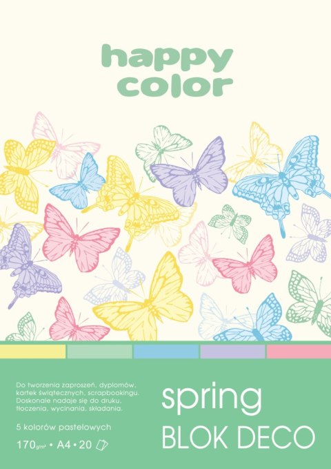 Blok Deco Spring A4, 170g, 20 ark, 5 kol., Happy Color HA 3817 2030-110