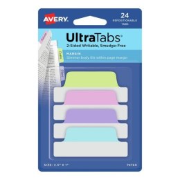 Ultra Tabs - samoprzylepne zakładki indeksujące, kolorowe, pastelowe, 63,5x25, 24 szt., Avery Zweckform 74769