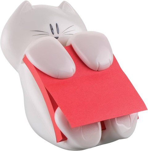 Podajnik do bloczków samoprzylepnych POST-IT Kotek (CAT-330), biały, w zestawie 1 bloczek Super Sticky Z-Notes