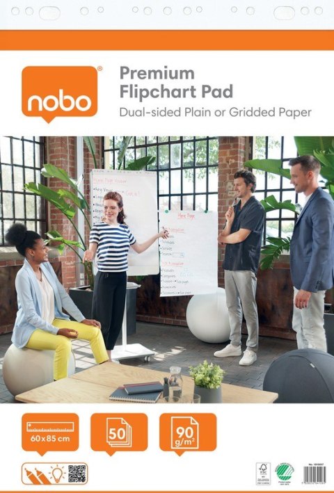 Blok Nobo Premium do flipcharta w rolce, 60x85cm, 50 kartek 90g.(gładkie/w kratkę)