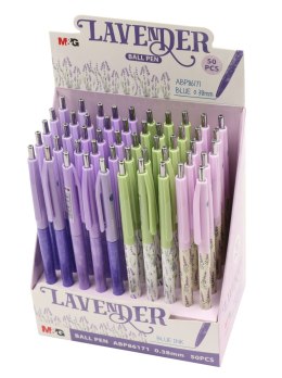 Długopis automatyczny Lavender, niebieski, różne motywy, 0.5mm, 50 sztuk w display-u, MG MG ABP86171 KP50