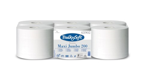 Papier toaletowy BulkySoft centralnego dozowania, 2 warstwy, kolor biały, celuloza, długość roli 200m., 6 rolek, 65902