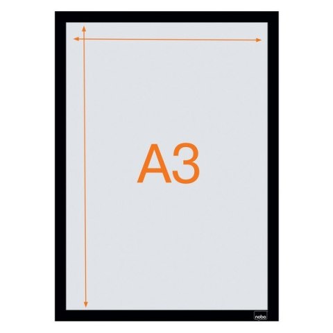 Samoprzylepna, magnetyczna ramka Nobo na plakat (2 szt.), A3, czarna
