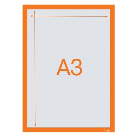 Samoprzylepna, magnetyczna ramka Nobo na plakat (2 szt.), A3, pomarańczowa