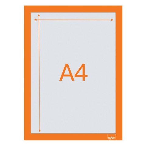 Samoprzylepna, magnetyczna ramka Nobo na plakat (2 szt.), A4, pomarańczowa