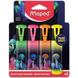 Zakreślacz Deepsea Fluo 4 sztuki kartonowe etui Maped 740710