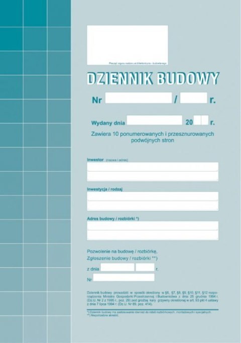 Dziennik budowy A4, album 20 stron, 10-603-1Z DOTTS