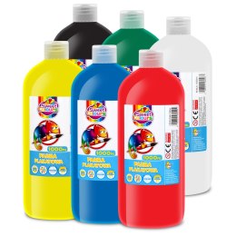 Farby plakatowe w butelkach 1000ml, mix kolorów A podstawowy, 60560 KOMA
