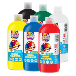 Farby plakatowe w butelkach 500ml, mix kolorów A podstawowy, 60553 KOMA