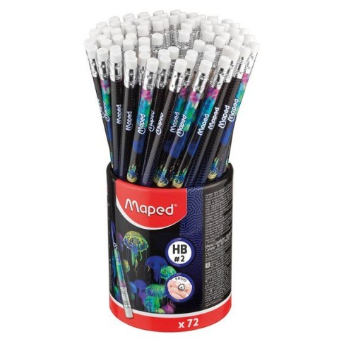 Ołówek z gumką Deepsea HB w kubku 72 szt display Maped 851810
