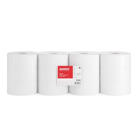 Papier toaletowy, duże rolki KATRIN Gigant Jumbo 2w S150, 93656, opakowanie: 12 rolek