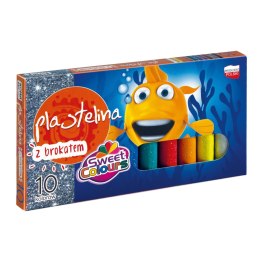 Plastelina 10 kolorów z brokatem KOMA