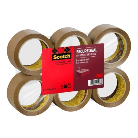 Taśma pakowa SCOTCH Secure Seal, 50mm, 66m, brązowa