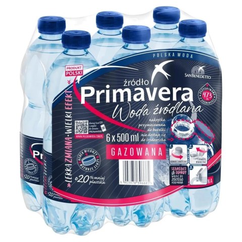 Woda PRIMAVERA 0.5l gazowana zgrzewka 6 szt.