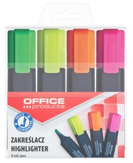 Zakreślacz fluorescencyjny , 1-5mm (linia), 4szt., mix kolorów, typu OFFICE PRODUCTS 17055214-99