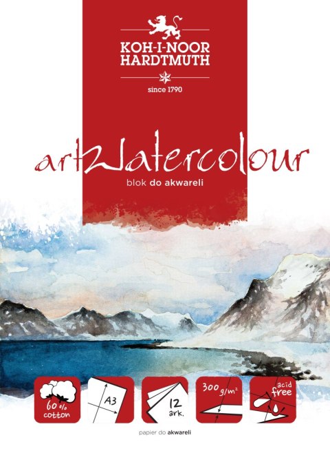 Blok akwarelowy ARTWATERCOLOUR A3 12 KARTEK 300G BLO-WATEA3 Koh i Noor