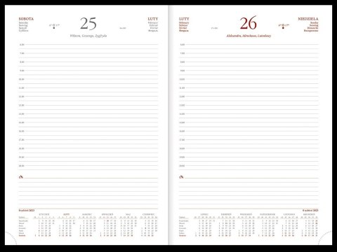 Kalendarz Vivella A4 dzienny p. biały Nr kat. 216 A4DB czerwony WOKÓŁ NAS