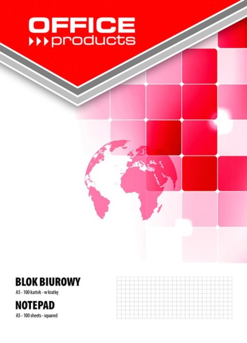 Blok biurowy , A5, w kratkę, 100 kart., 70gsm, typu OFFICE PRODUCTS 16040021-99