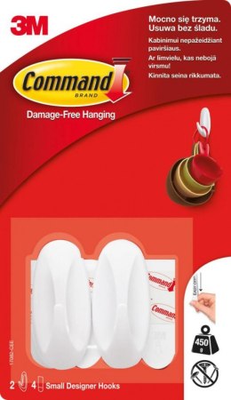 Haki wielokrotnego użytku COMMAND_ Designer (17082 PL), małe, 2 szt., białe