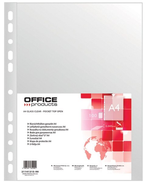 Koszulki na dokumenty A4 PP groszkowe 45mikr. 100szt. OFFICE PRODUCTS 21141315-90