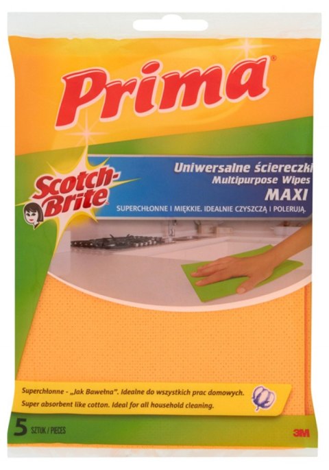 Ściereczki uniwersalne PRIMA Maxi Jak bawełna, 5szt., żółte