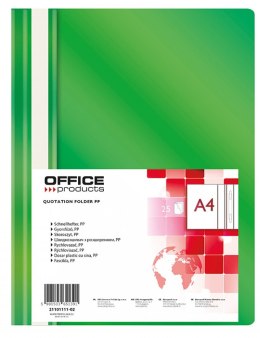 Skoroszyt , PP, A4, miękki, 100/170mikr., zielony, typu OFFICE PRODUCTS 21101111-02