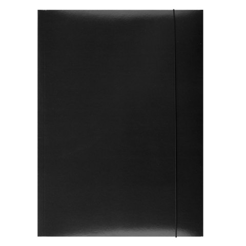 Teczka z gumką OFFICE PRODUCTS, karton/lakier, A4, 350gsm, 3-skrz., czarna 21191141-05