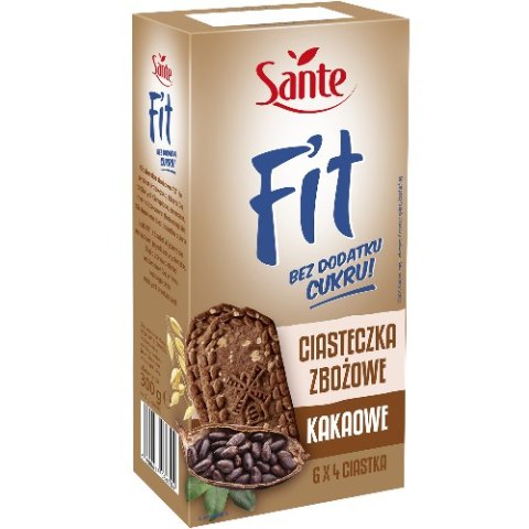 Fit Ciasteczka Zbożowe Kakaowe Bez Cukru 300g, 6x4szt K 9195 SANTE