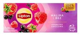 Herbata LIPTON owocowa, malina i bez, 20 torebek, 013418