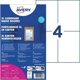 Holdery na identyfikatory A6 tekturowe, 105 x 148 mm, opak. XL 50 szt + 13 ark/52 wkłady 190 g/m_; brązowa tektura