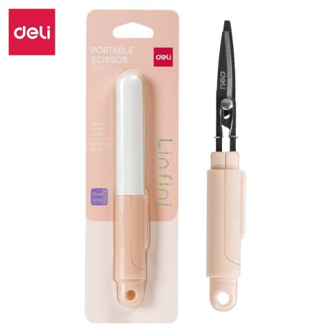 Kompaktowe nożyczki Deli EZ508 w bezpiecznym etui, różowe, EZ508P