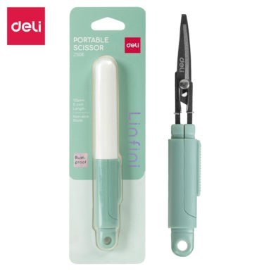 Kompaktowe nożyczki Deli EZ508 w bezpiecznym etui, zielone, EZ508GR