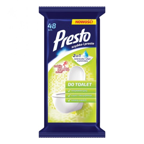 Ściereczki gospodarcze PRESTO, do toalet, 48szt., białe, 018902